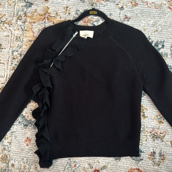 3.1 Phillip Lim Cropped Ruffle Zipper Sweater - Picture 2 of 5